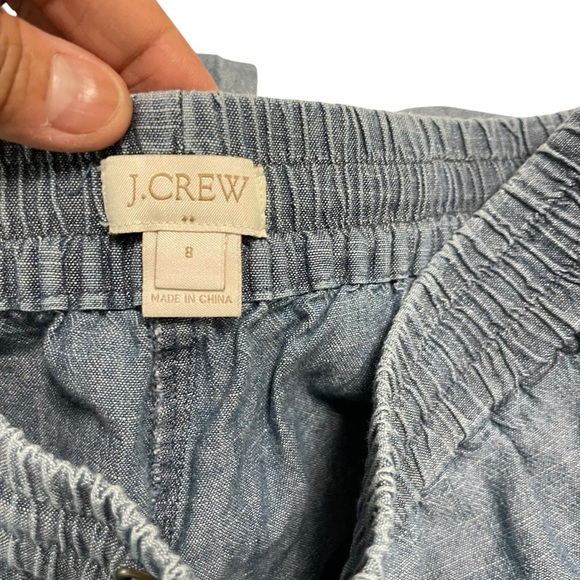 J.Crew Cotton Pull-On Ankle Pants Size 8 Blue Tapered Barrel Leg Coastal - Picture 5 of 9